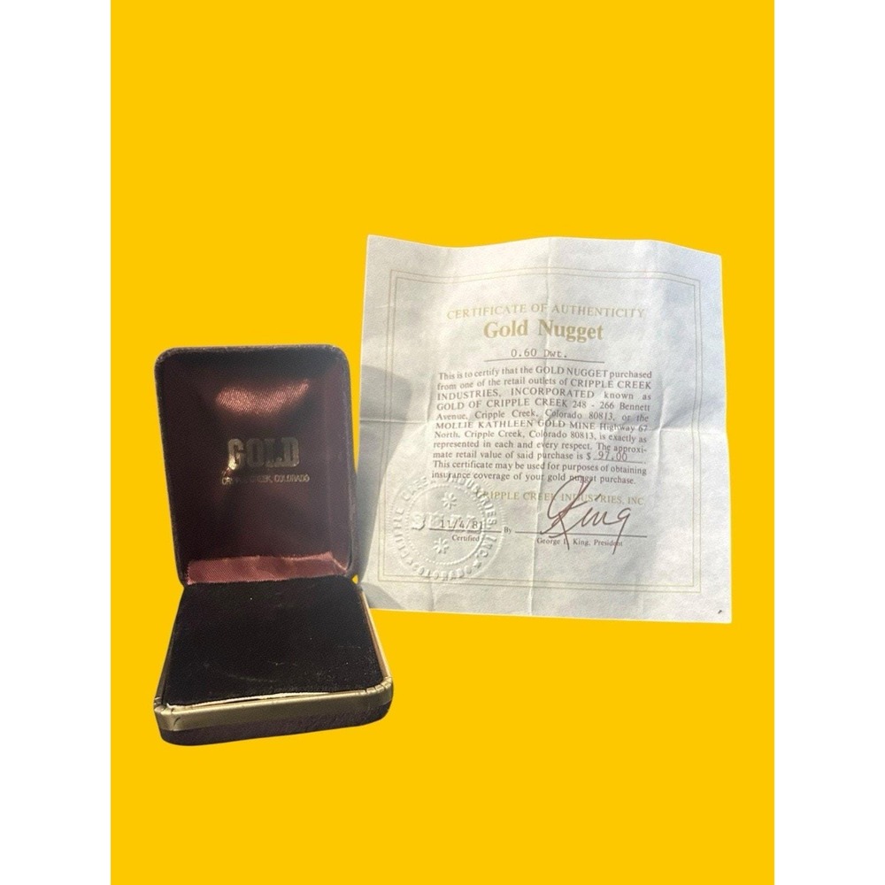 Vintage 1981 Mollie Kathleen Gold Mine Box Certificate Cripple Creek Colorado